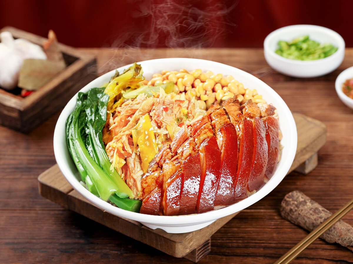 猪脚拼手撕鸡饭