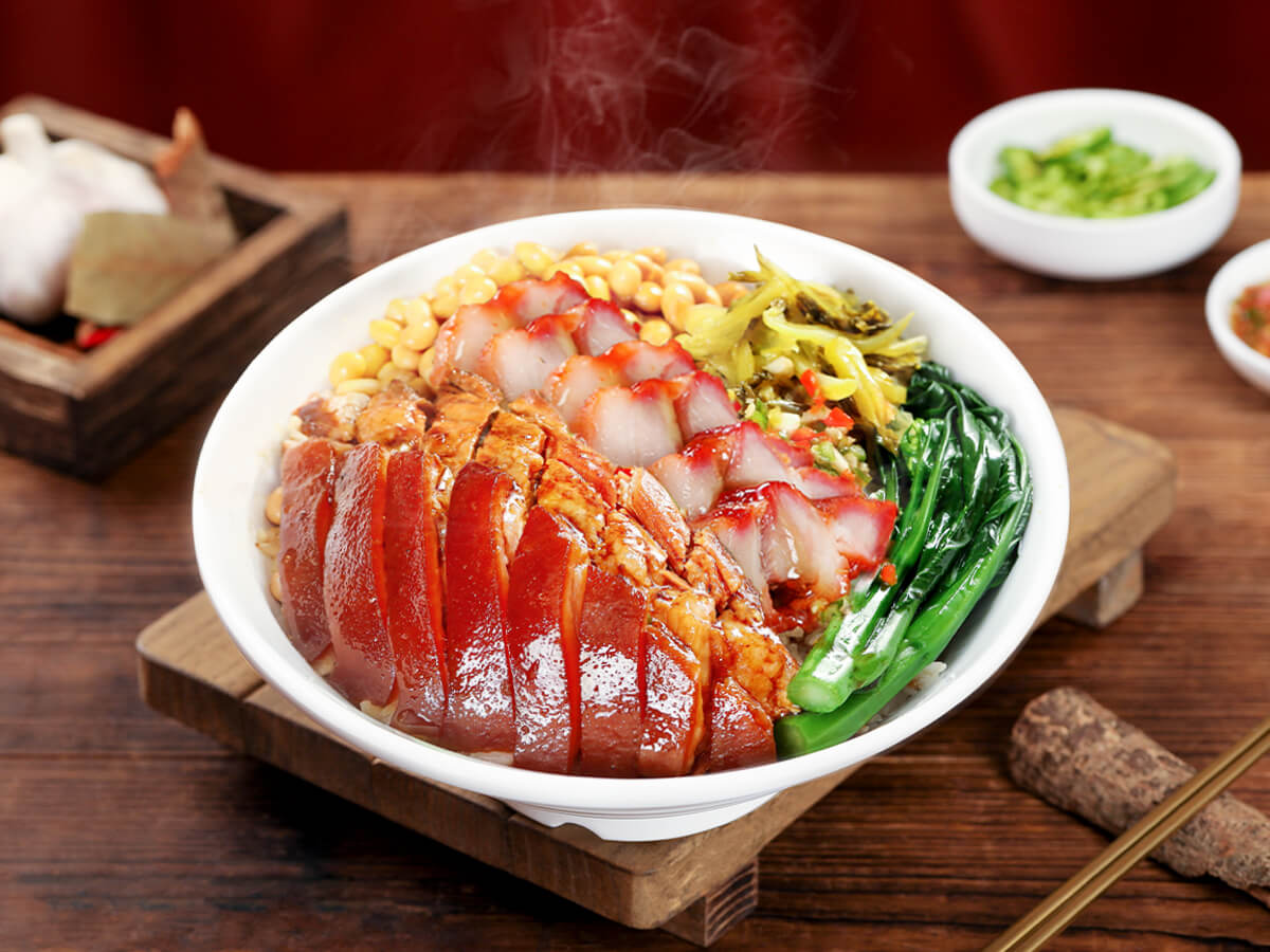 猪脚拼叉烧饭